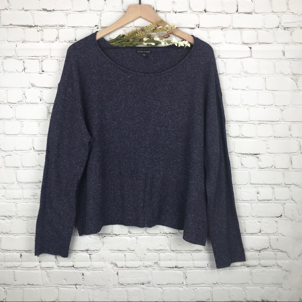 Eileen Fisher 96% Silk Marled Sweater Dark Purple
